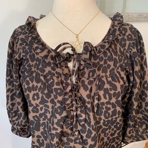 Ruffle Animal print blouse size M
